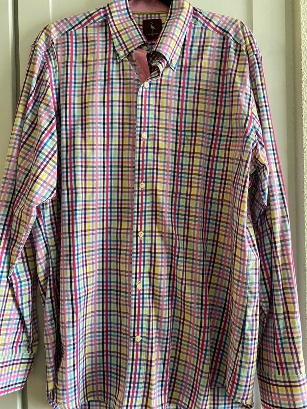 Tailorbyrd Mens Pastel Plaid Shirt Size Large